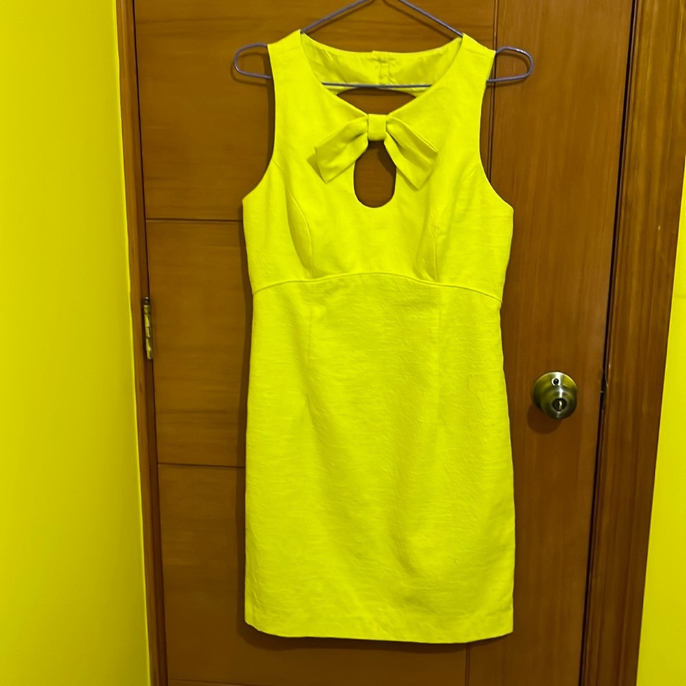 Yellow keyhole bow dress